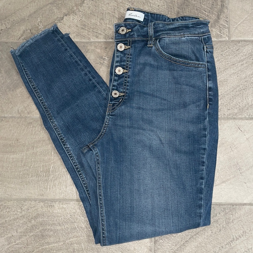 KanCan High Rise Ankle Skinny Button-Fly Raw Edge Hem Jeans, Sz13/30